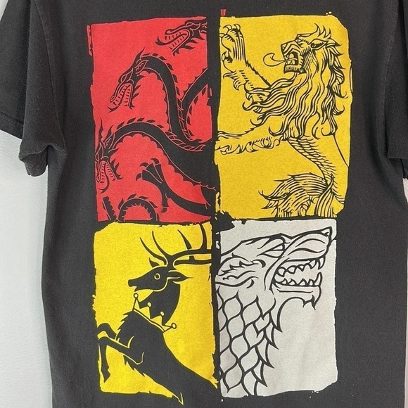 GAME IF THRONES Mens Graphic Crewneck T-Shirt Black Short Sleeve Size M - Picture 3 of 9